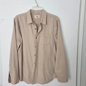 Marine Layer Oatmeal Check Beige Windowpane Tahoe Casual Flannel Shirt Men Large